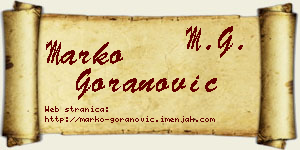 Marko Goranović vizit kartica